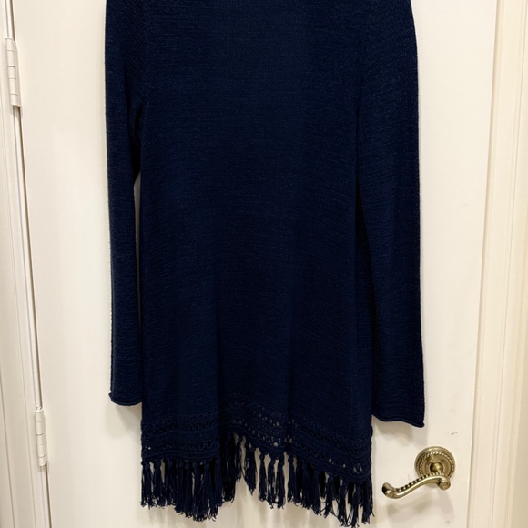 Lily Pulitzer Navy Cardigan with Fringe. Size M - Picture 6 of 6